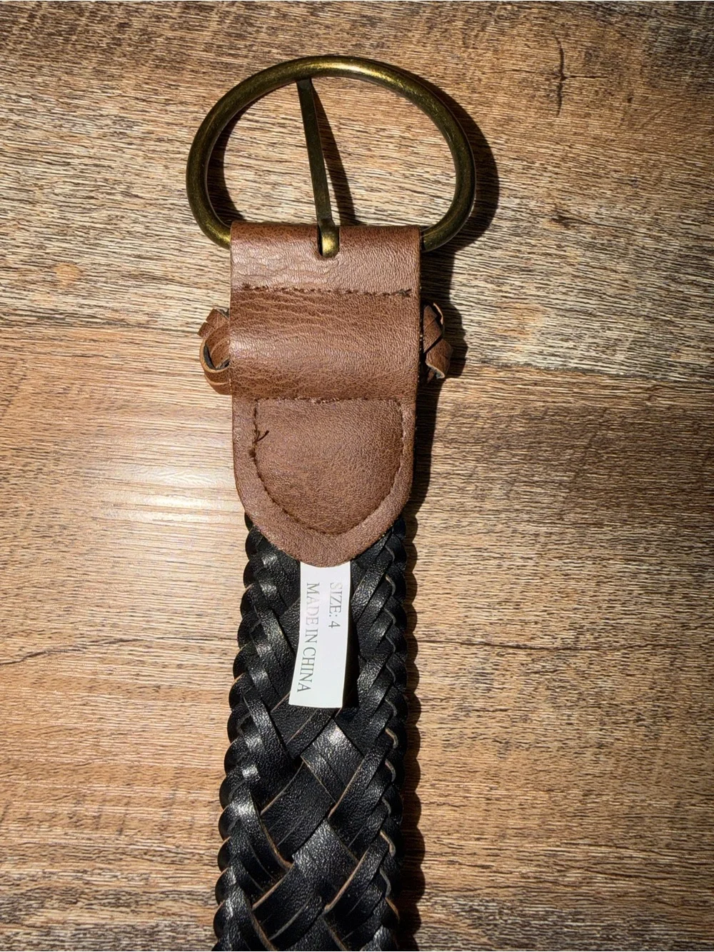 Women’s Size 4 Brown Braided Belt Brass Ring Buckle Boho Western 🤎🤠